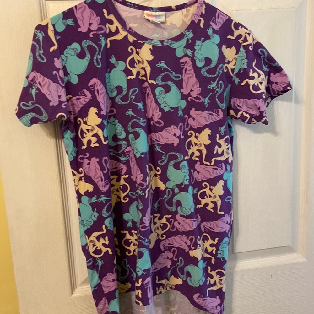 Girls LULAROE Disney Aladdin Purple Blue SHORT SLEEVE TOP / SHIRT ~ Size 12